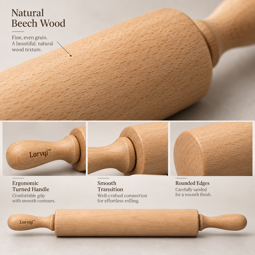 Lorvqi™ Solid Wood Rotating Rolling Pin main image 06